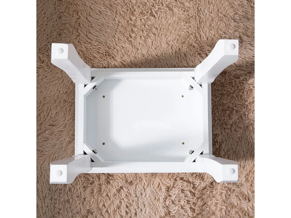 Tabouret de maquillage, fauteuil rembourré pour piano, coton élastique, bois massif blanc (43x33x45 cm)