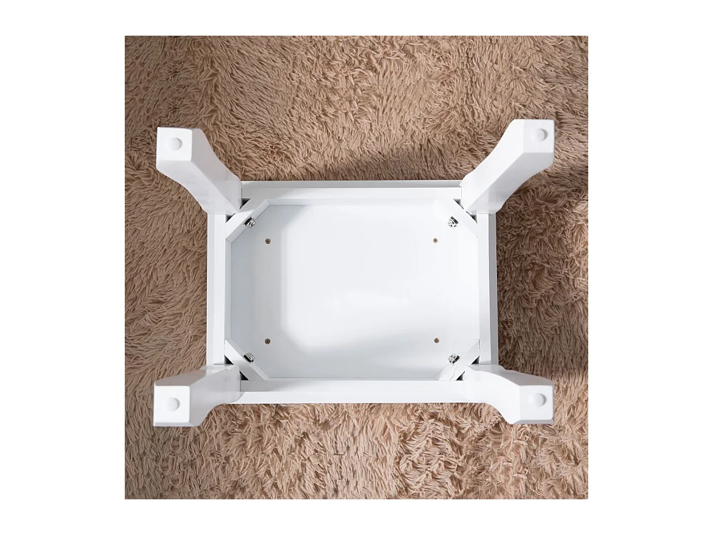 Tabouret de maquillage, fauteuil rembourré pour piano, coton élastique, bois massif blanc (43x33x45 cm)
