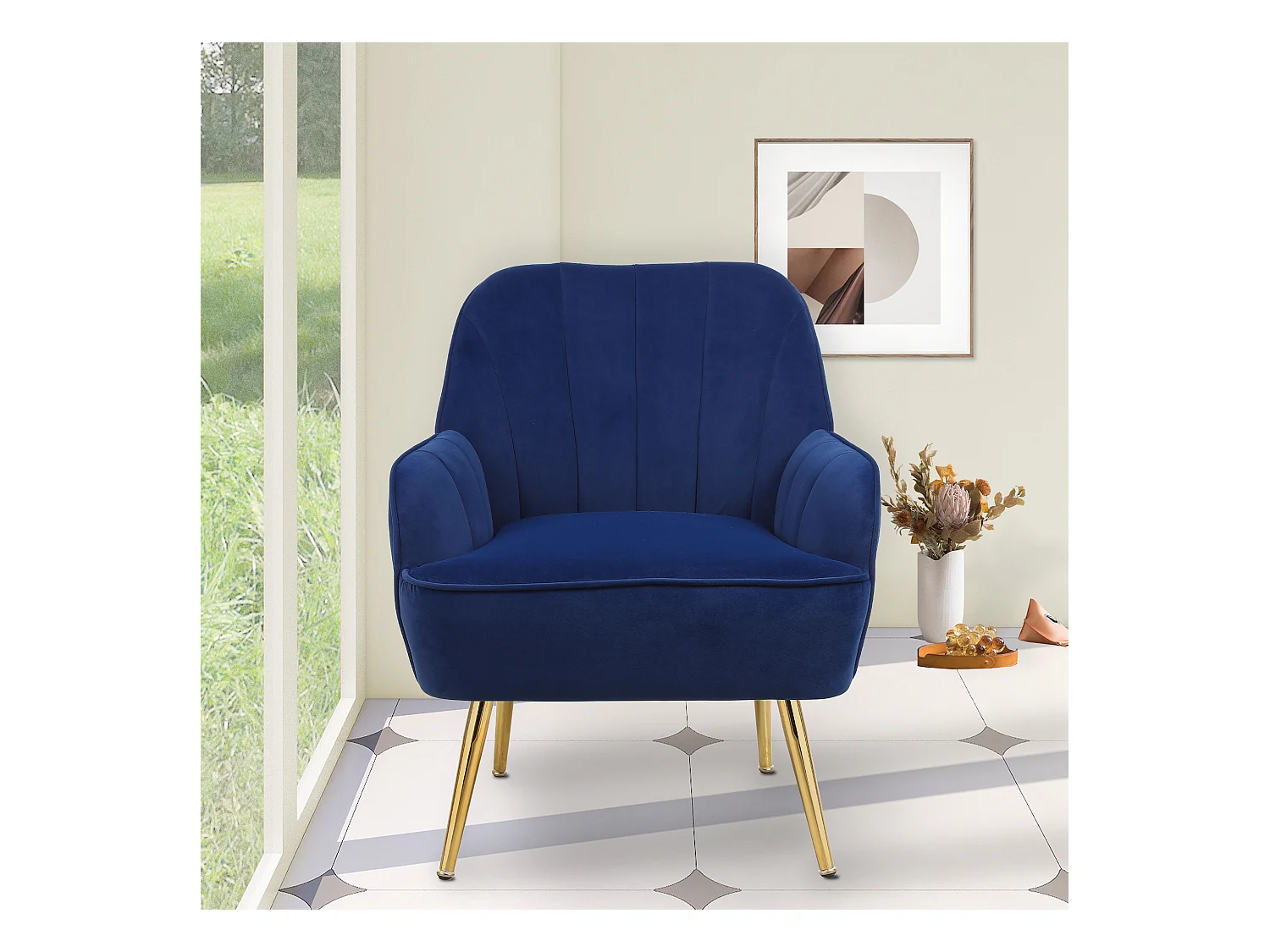 Fauteuil Lounge moderne en velours, design ergonomique, tissu en lin, gris (64x73x78 cm)