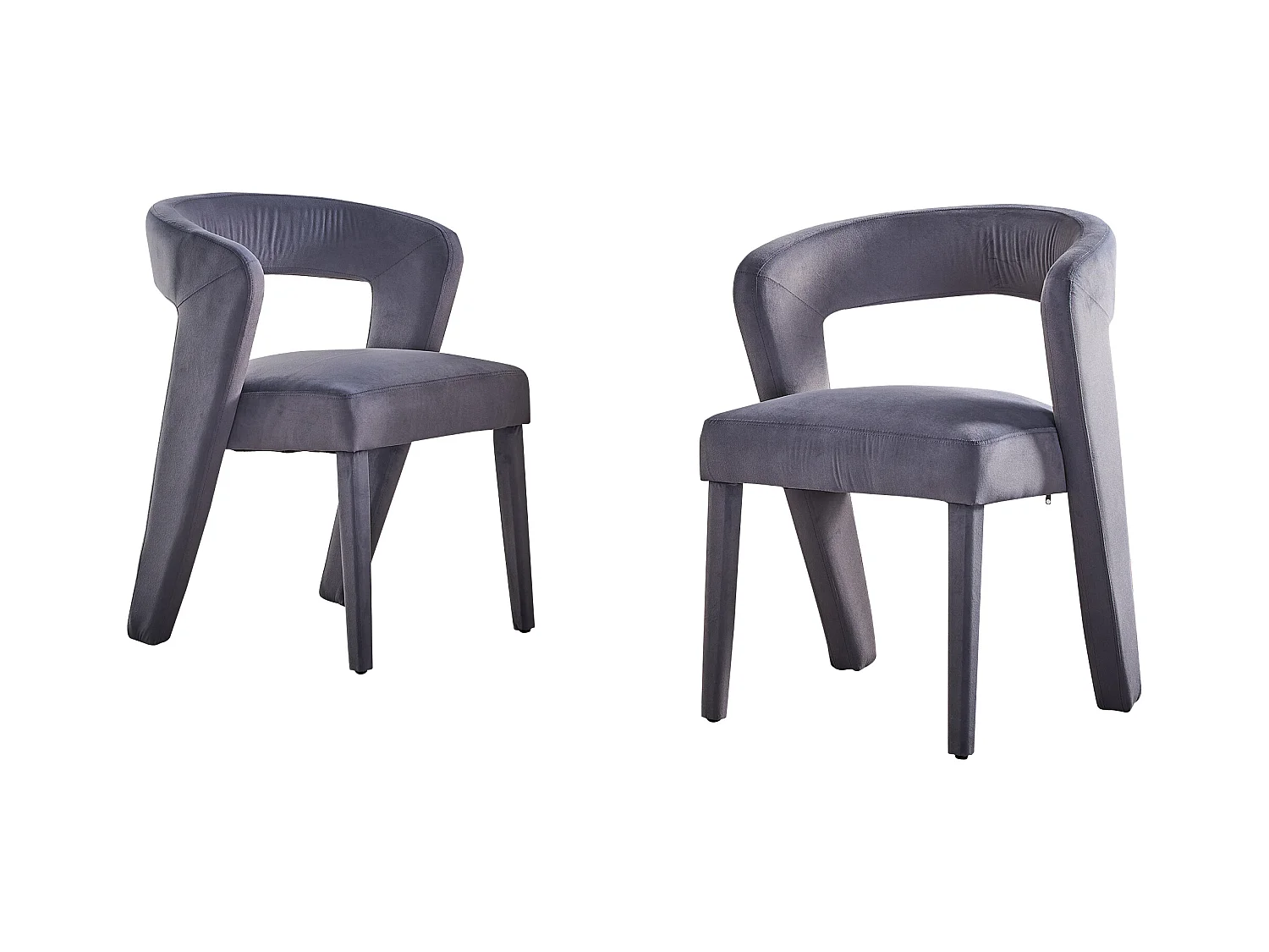 2er Set Loungesessel, Polsterstühle mit Samtbezug, Ergonomisch, Grau (59x60x79 cm)