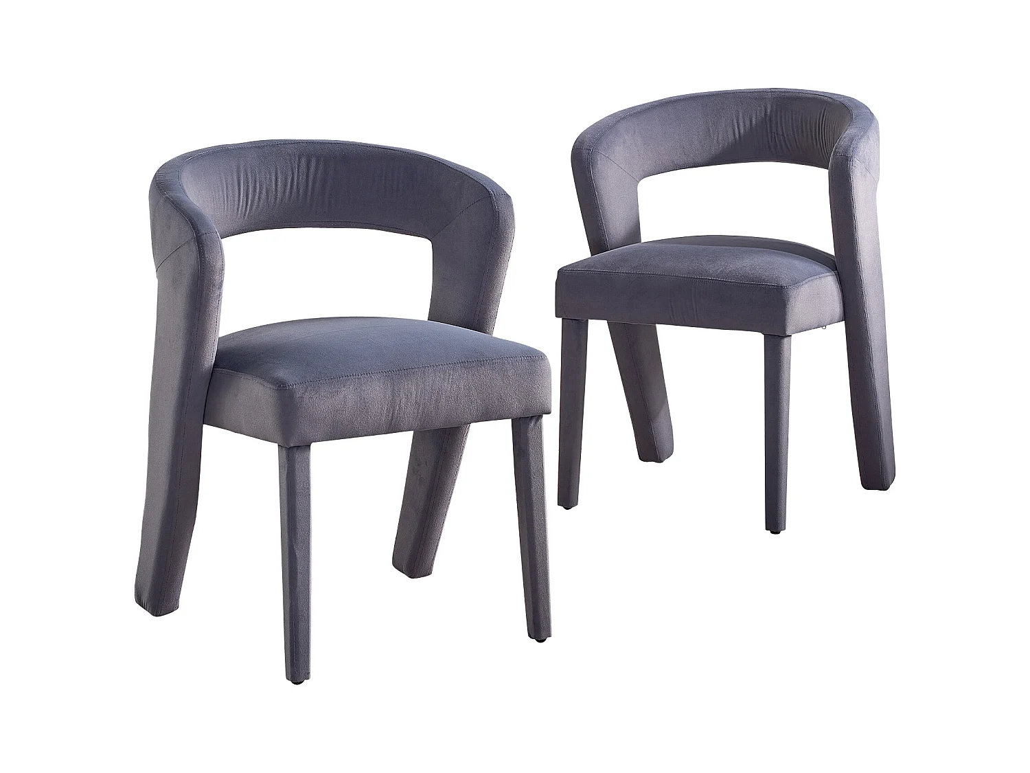 2er Set Loungesessel, Polsterstühle mit Samtbezug, Ergonomisch, Grau (59x60x79 cm)