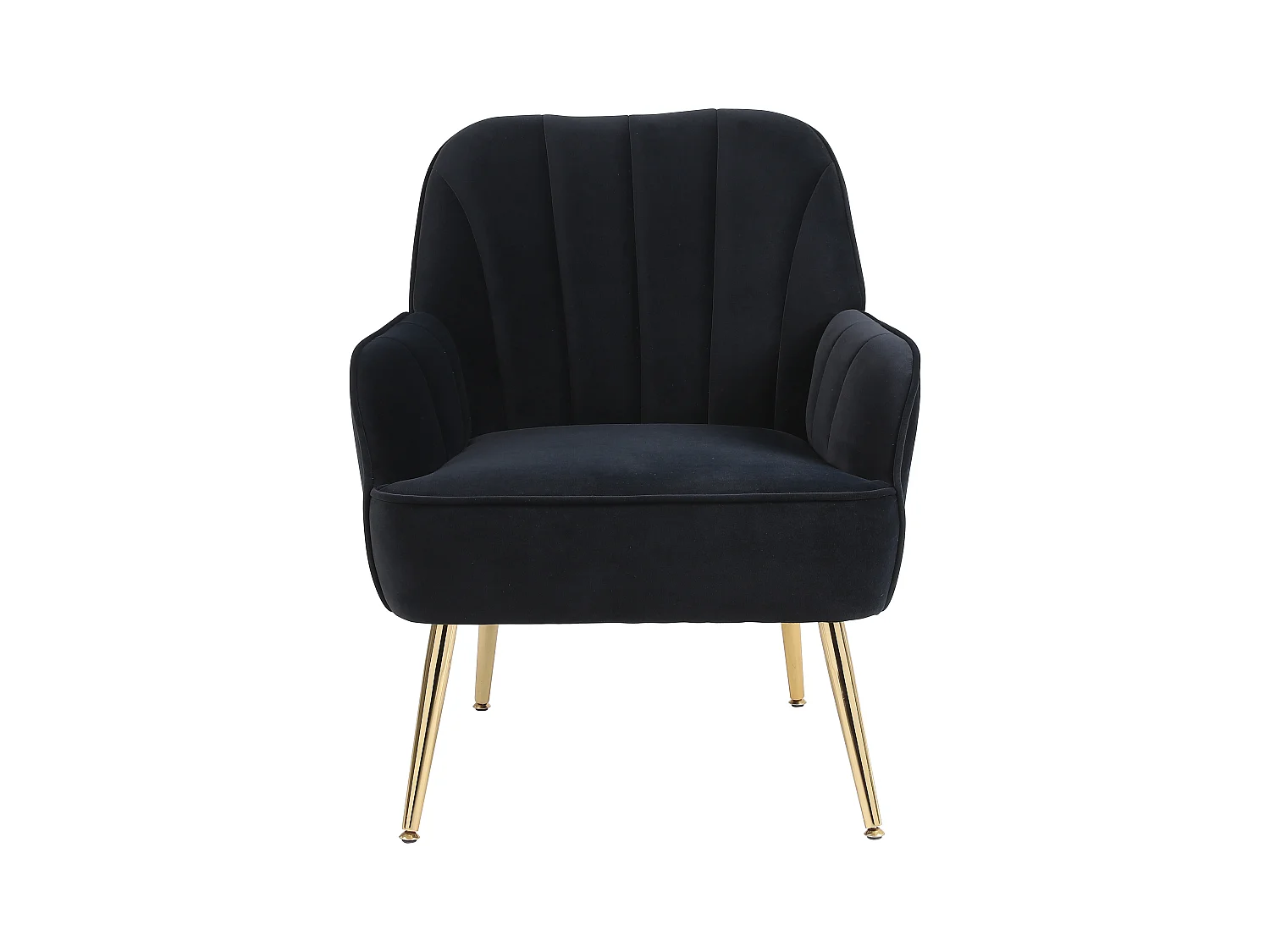 Fauteuil de détente en velours, design classique, bois et métal, noir (64x73x78 cm)