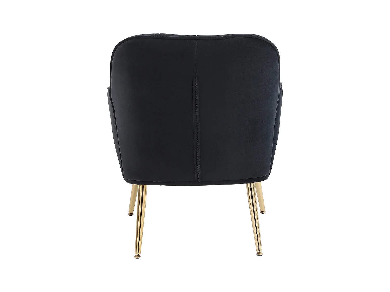 Fauteuil de détente en velours, design classique, bois et métal, noir (64x73x78 cm)