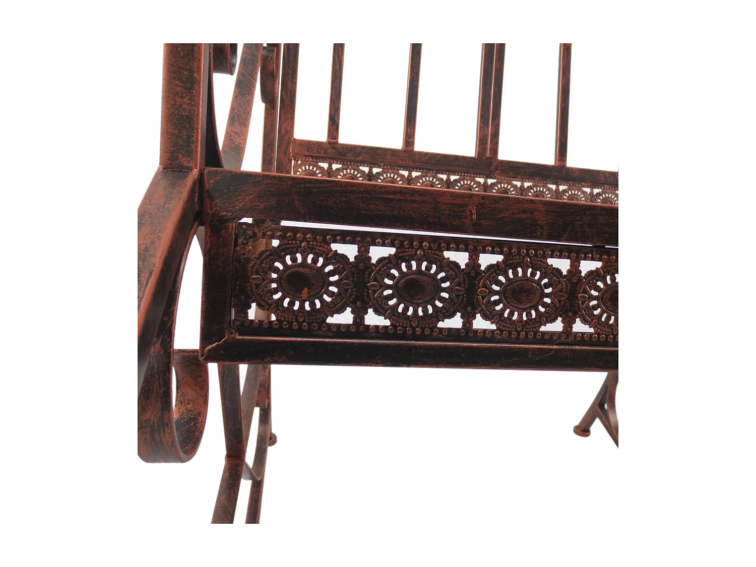 Fauteuil à bascule vintage, métal, design élégant, bronze-rouge, confort élevé, capacité 150 kg (61x79x90 cm)