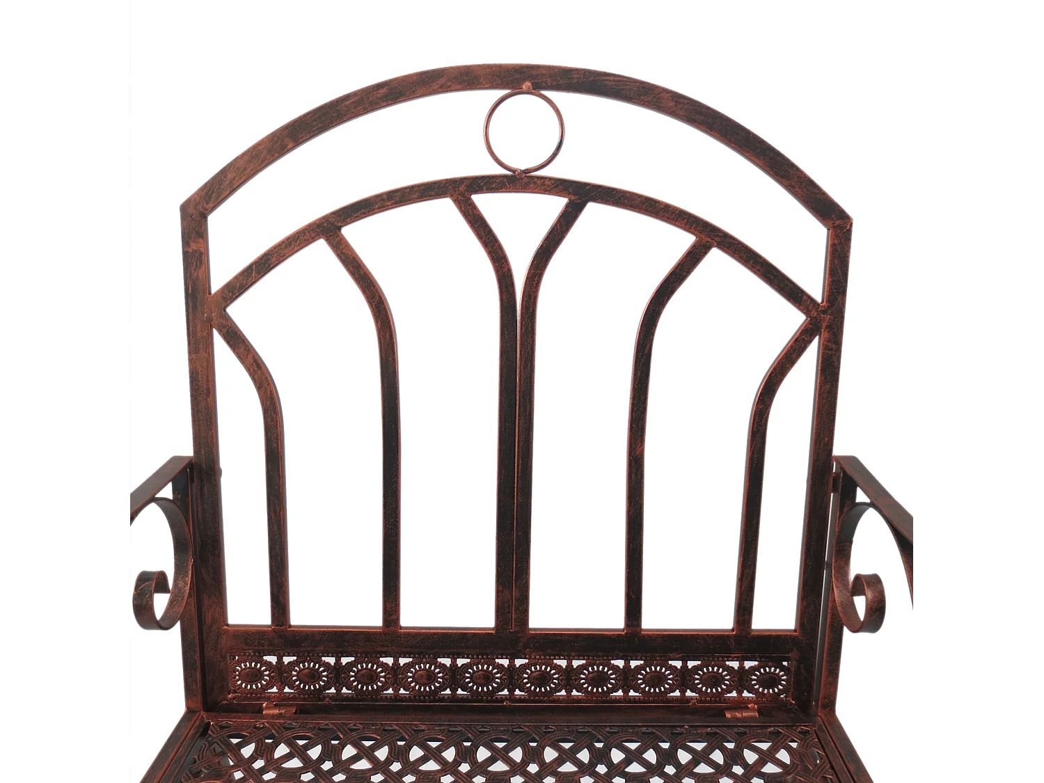 Fauteuil à bascule vintage, métal, design élégant, bronze-rouge, confort élevé, capacité 150 kg (61x79x90 cm)