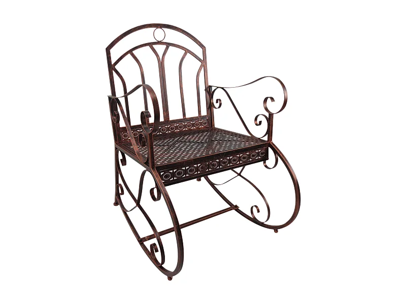 Fauteuil à bascule vintage, métal, design élégant, bronze-rouge, confort élevé, capacité 150 kg (61x79x90 cm)