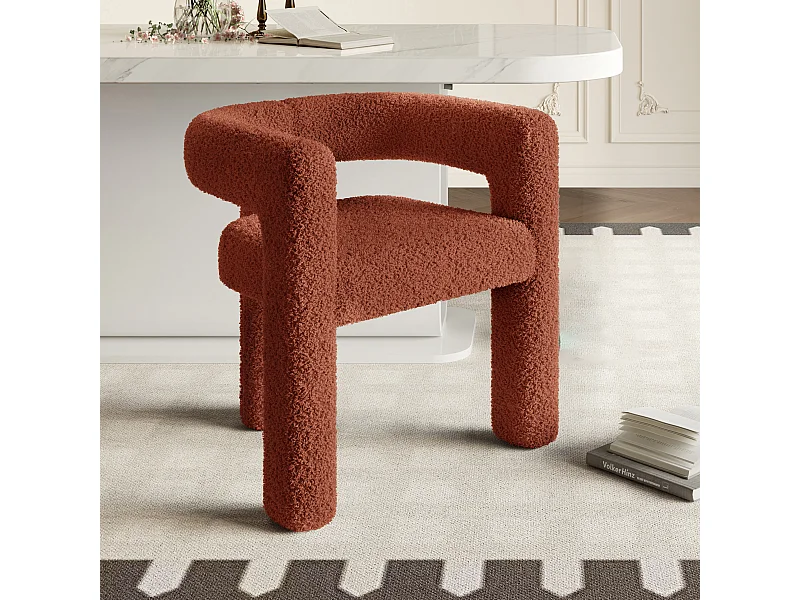 Fauteuil ergonomique en Teddy Flor premium, design unique, confort optimal, couleur marron (62.5x32.5x71 cm)