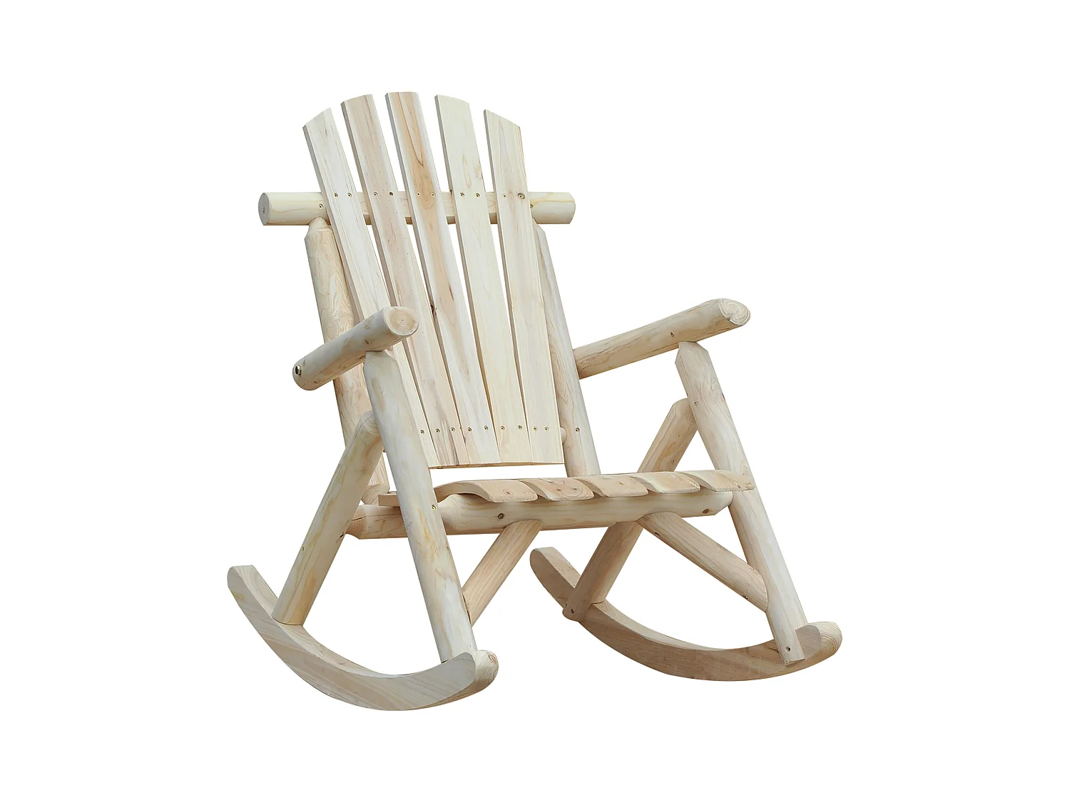 Fauteuil à bascule ergonomique en bois naturel, confortable et robuste (96x66x98cm)