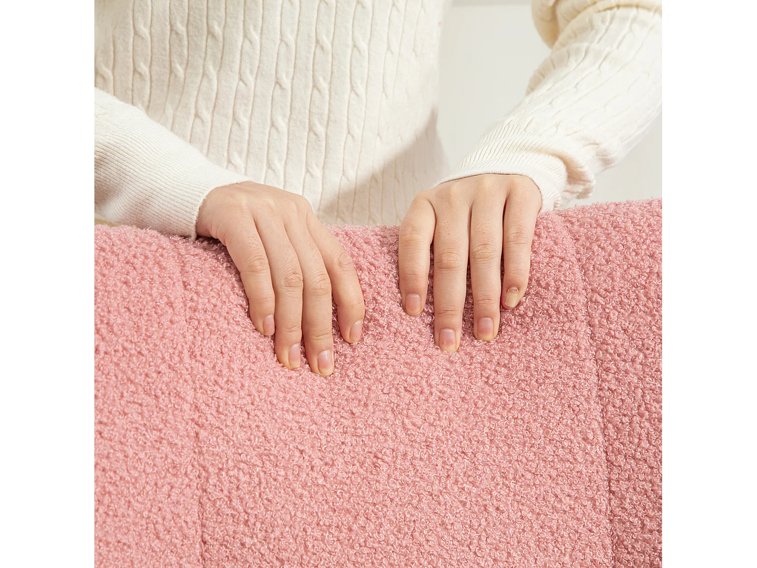 Fauteuil à Basculer, Design Ergonomique, Tissu Peluche, Rose (70x94x100 cm)