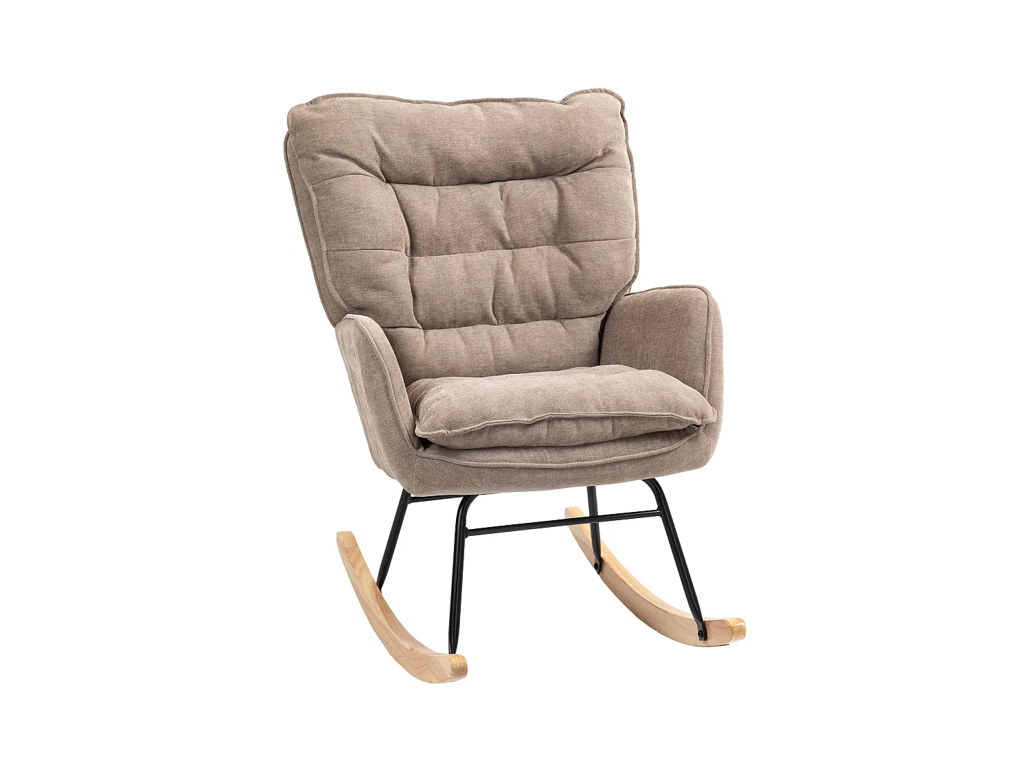 Fauteuil à bascule, avec accoudoirs, en tissu chenille, jusqu'à 120 kg, brun (71x98.5x97 cm)