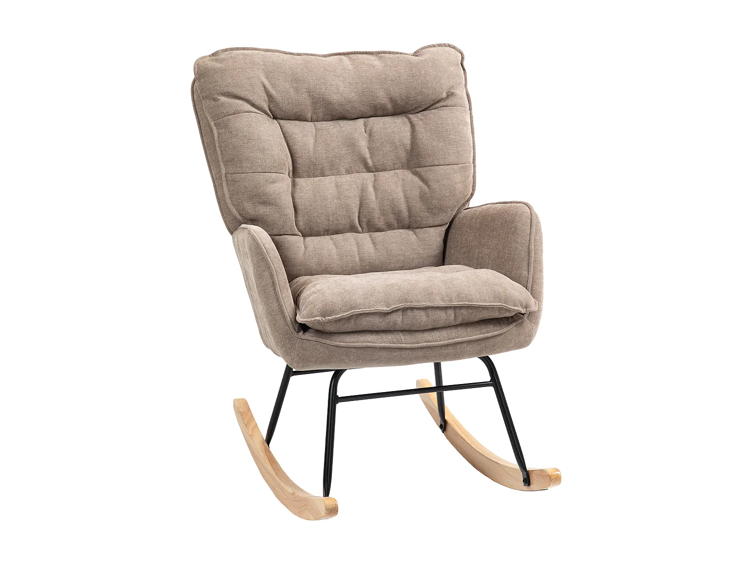 Fauteuil à bascule, avec accoudoirs, en tissu chenille, jusqu'à 120 kg, brun (71x98.5x97 cm)