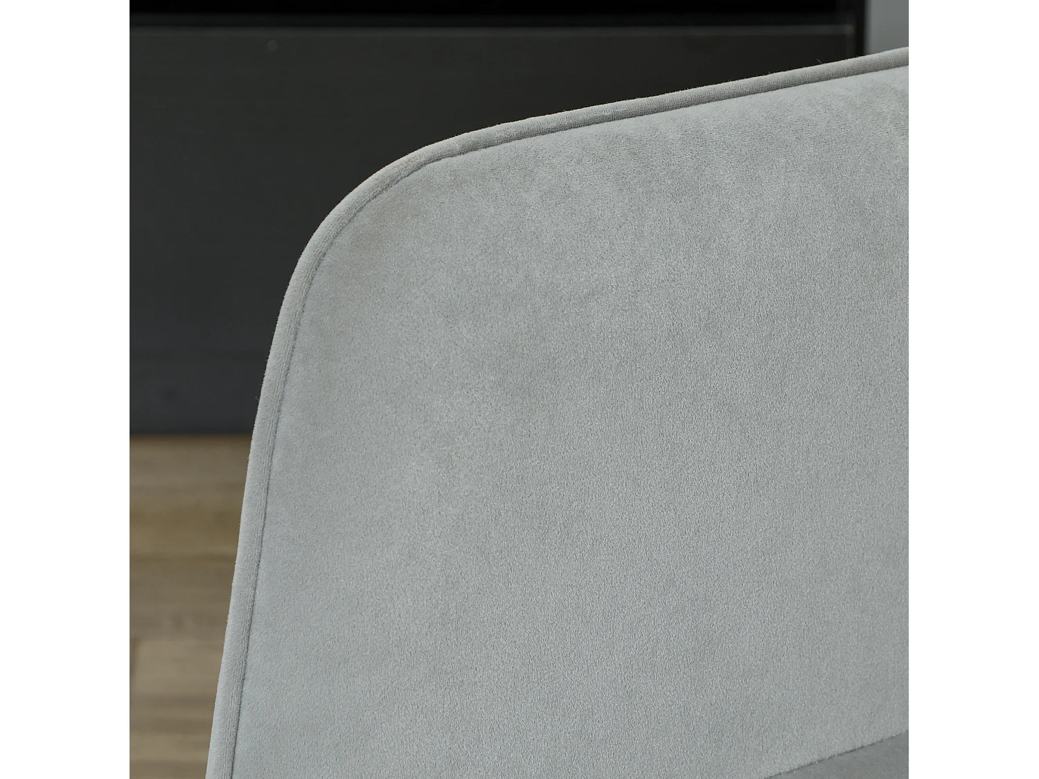 Schaukelstuhl mit Armlehnen, Samtstoff, Holzbeine, hellgrau (71x98x101 cm)