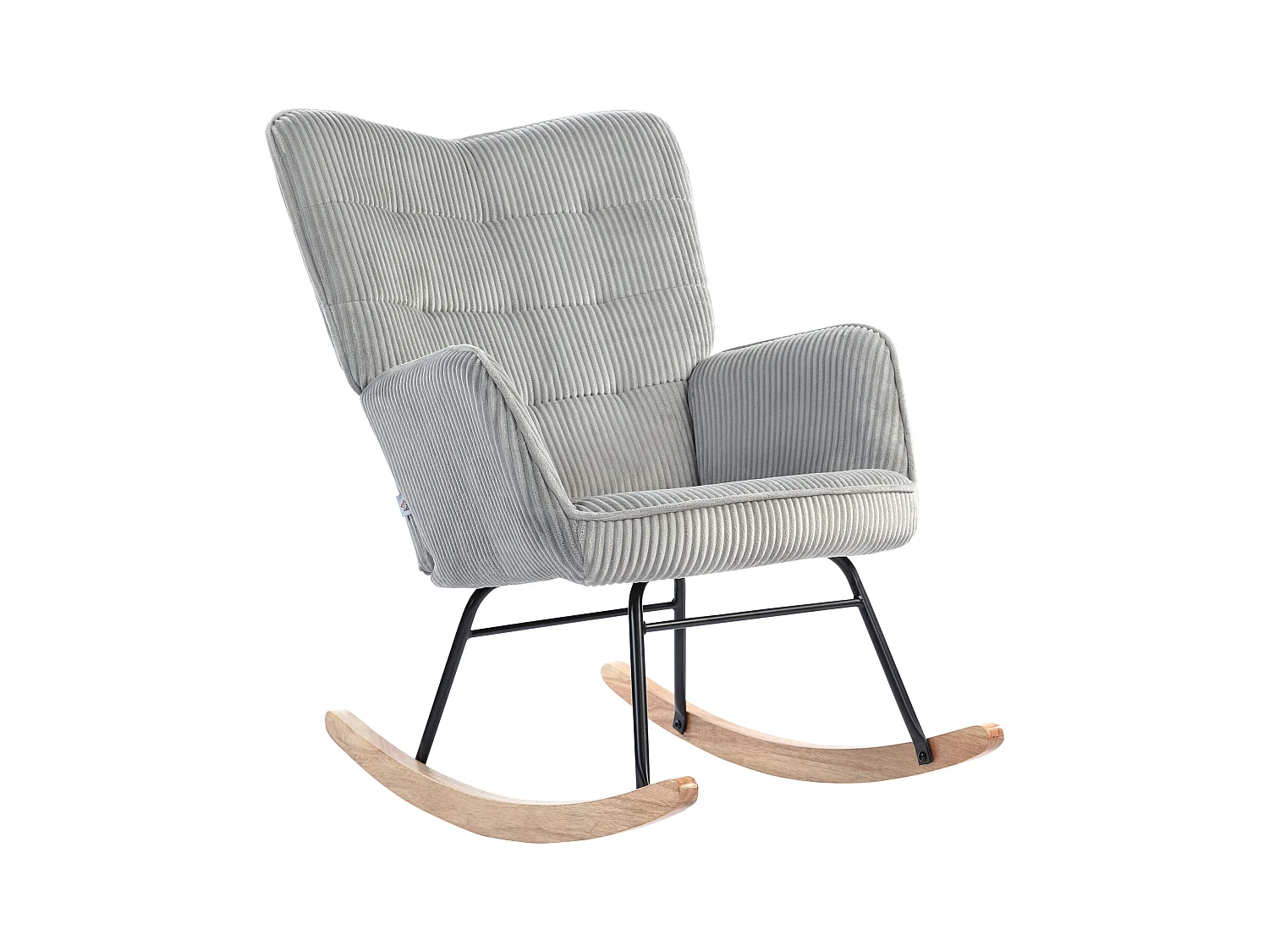 Rocking chair, fauteuil avec repose-pieds, dossier réglable, tissu gris (98x71x101 cm)