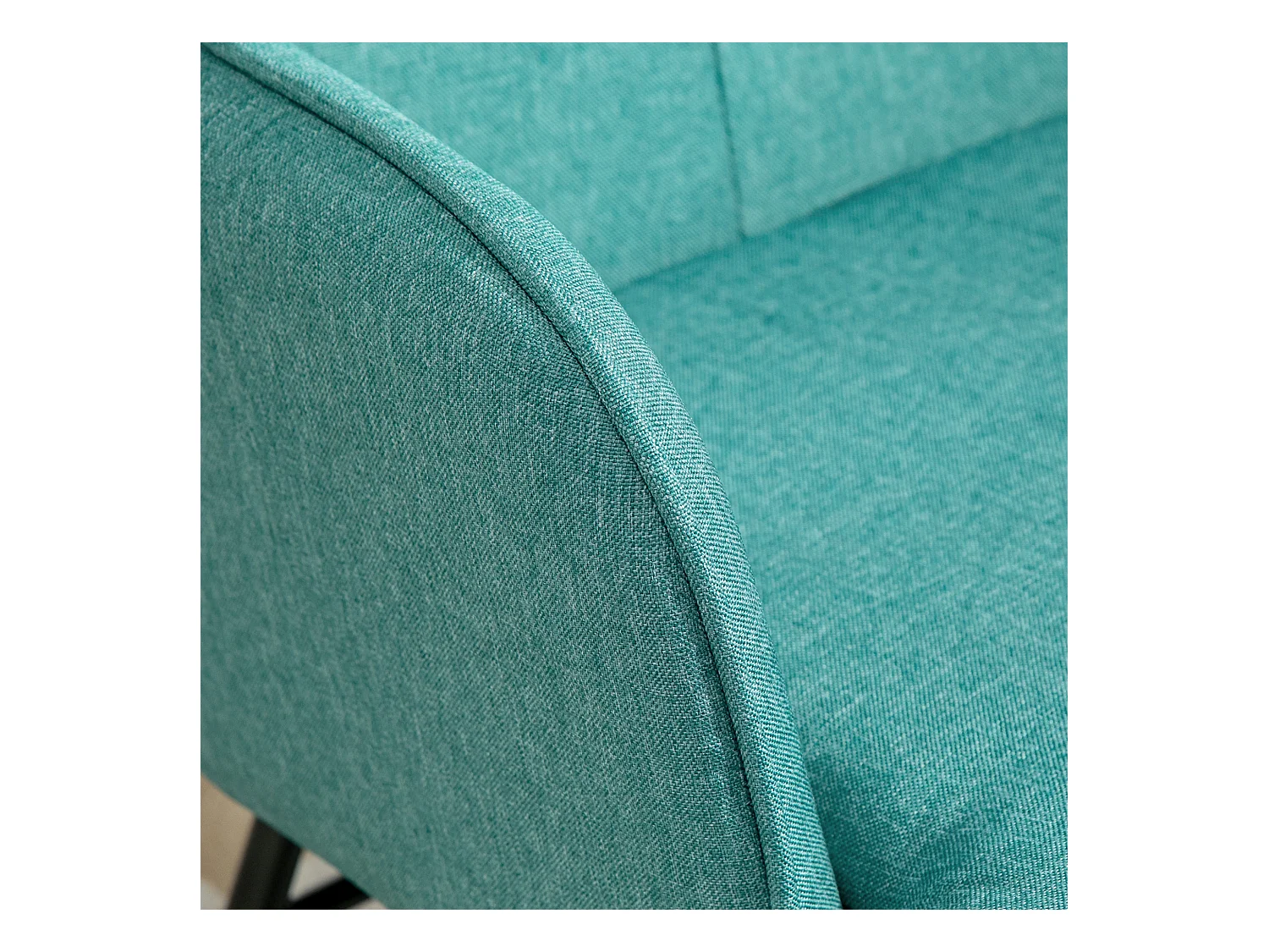 Fauteuil à bascule avec repose-pieds, lin, vert foncé, bois massif et métal (64x89x90cm)