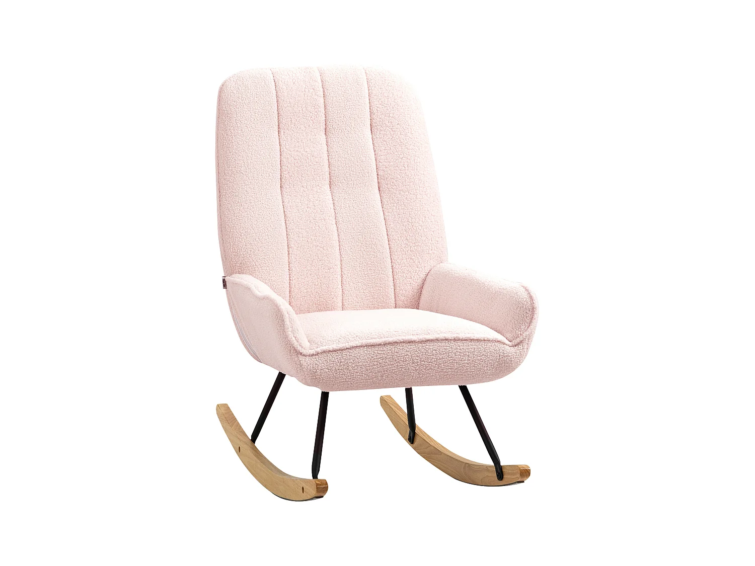 Mecedora con reposabrazos y cojines, tejido Sherpa rosa, soporta hasta 150 kg (63x95x97 cm)