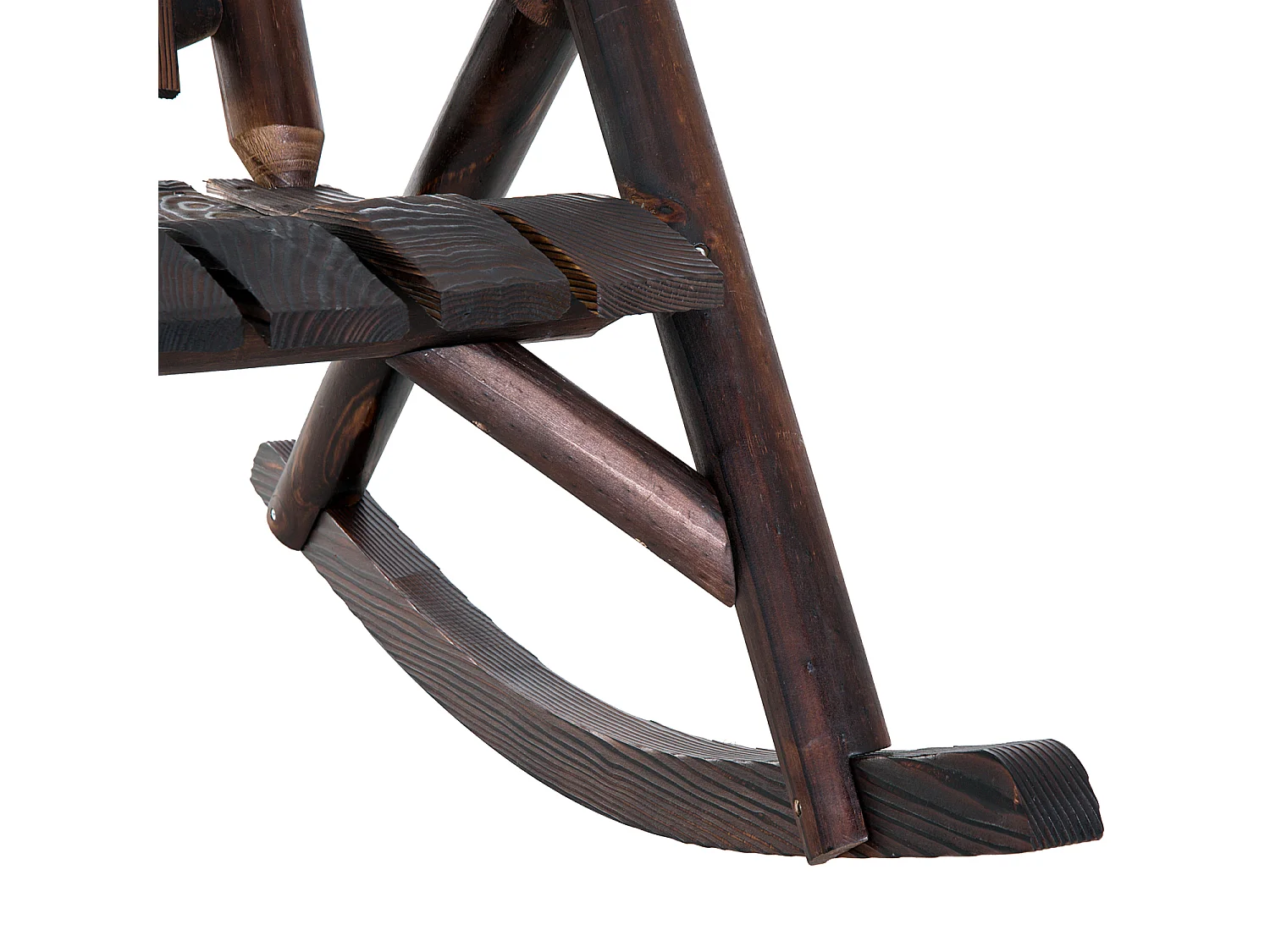 Chaise berçante en bois massif carbonisé, avec accoudoirs, pour jardin et terrasse (97x69x93 cm)