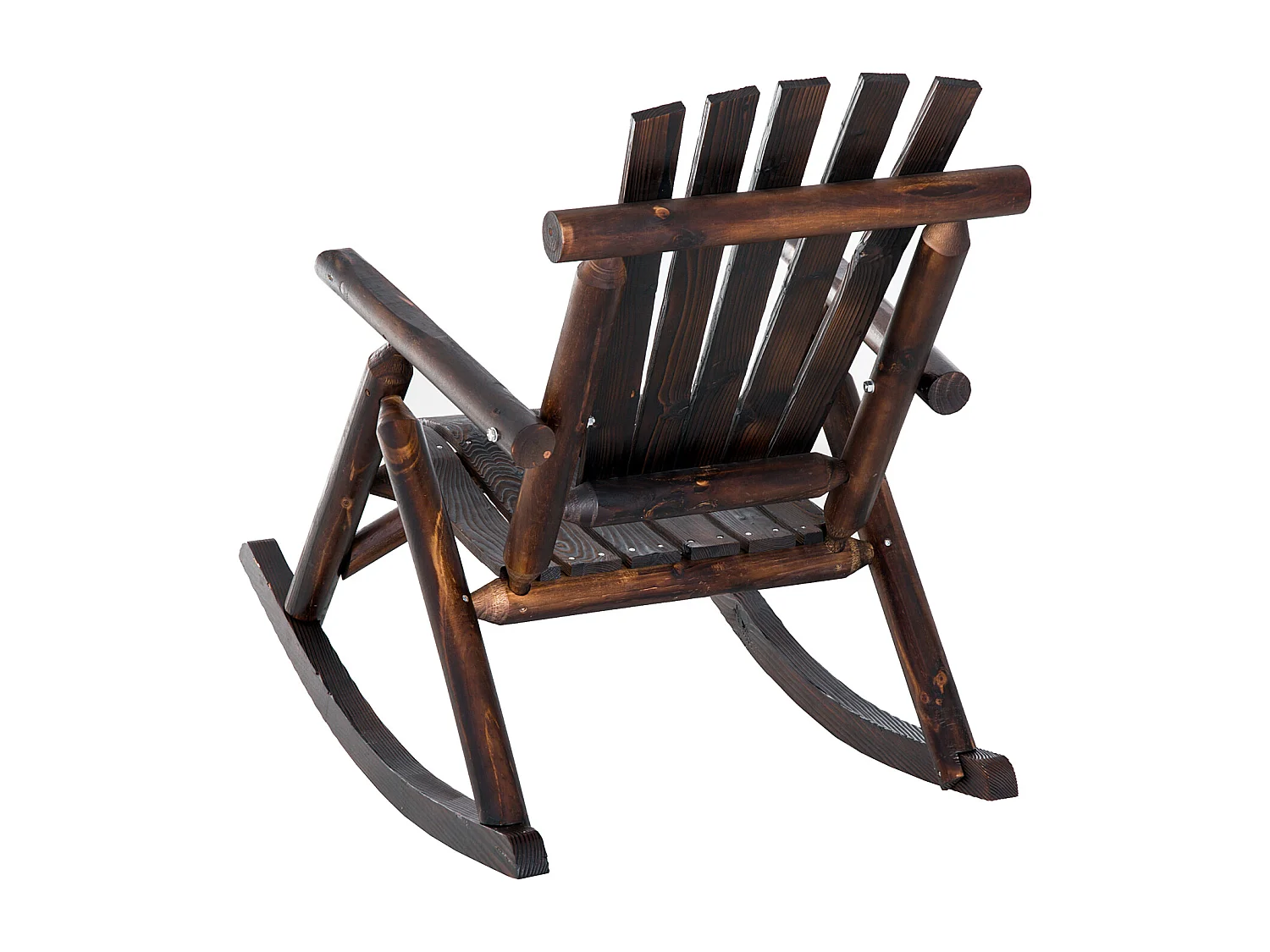 Chaise berçante en bois massif carbonisé, avec accoudoirs, pour jardin et terrasse (97x69x93 cm)