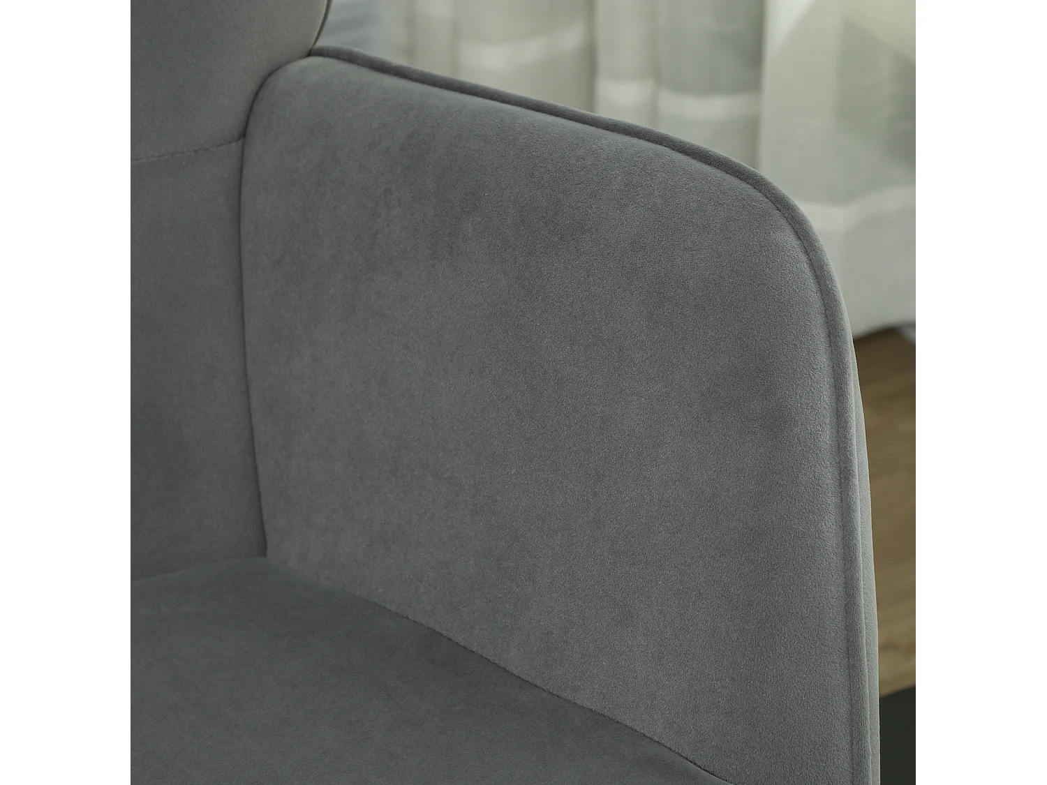 Schaukelstuhl aus Samt, Armlehnen, Beine aus Buchenholz, entspannend, dunkelgrau (98x71x101cm)