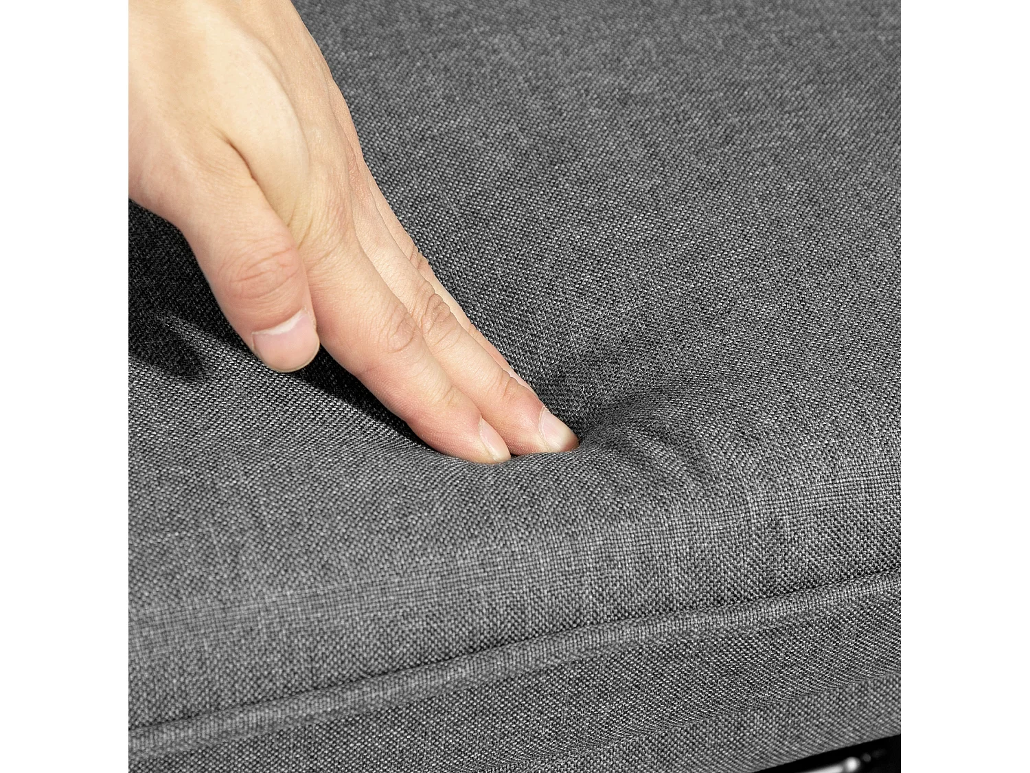 Schommelstoel met voetenbankje, linnen stof, donkergrijs (64x89x90cm)