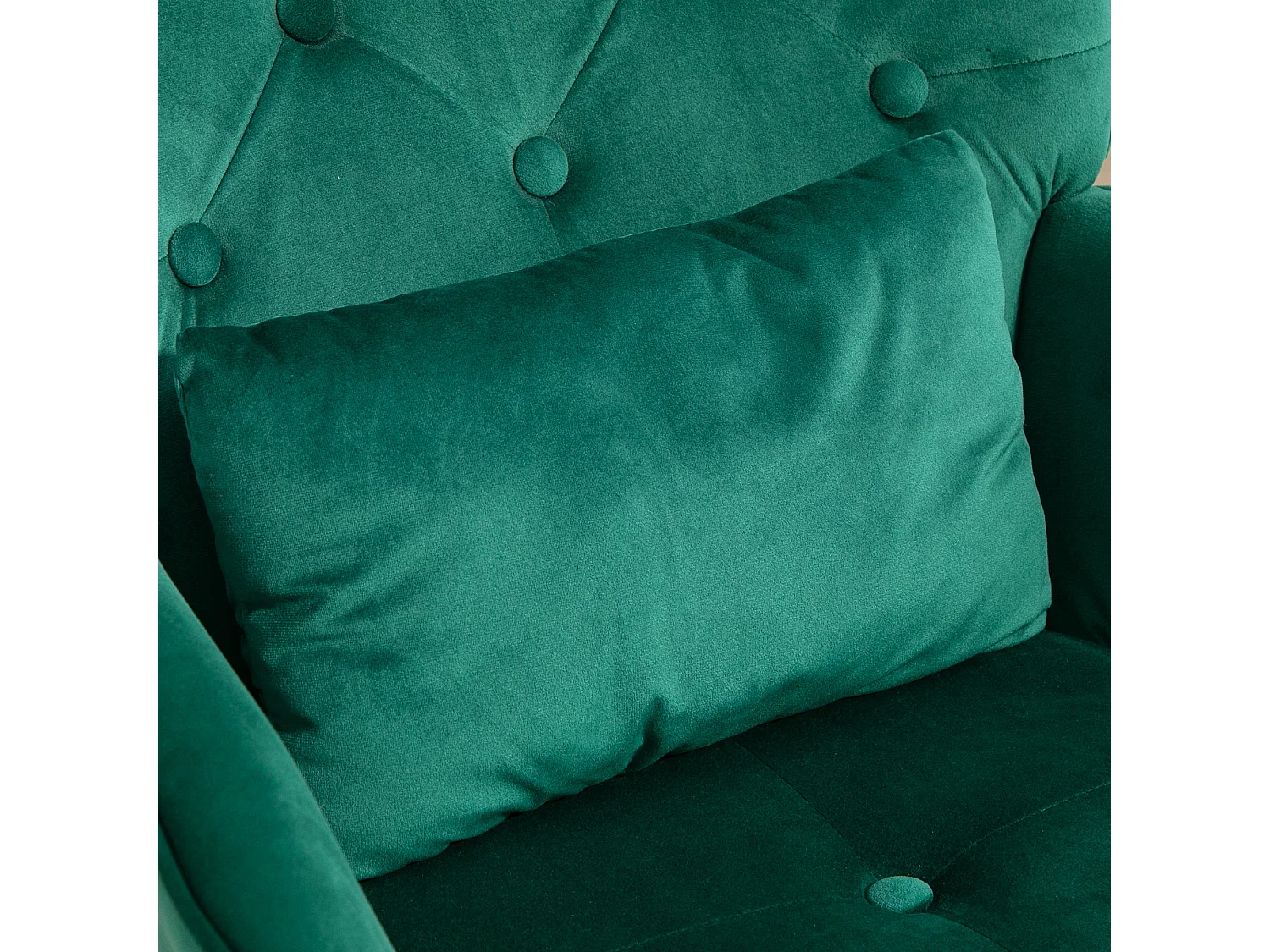 Fauteuil à bascule avec repose-pieds, tissu velours, pieds en bois, vert (66x96x101 cm)