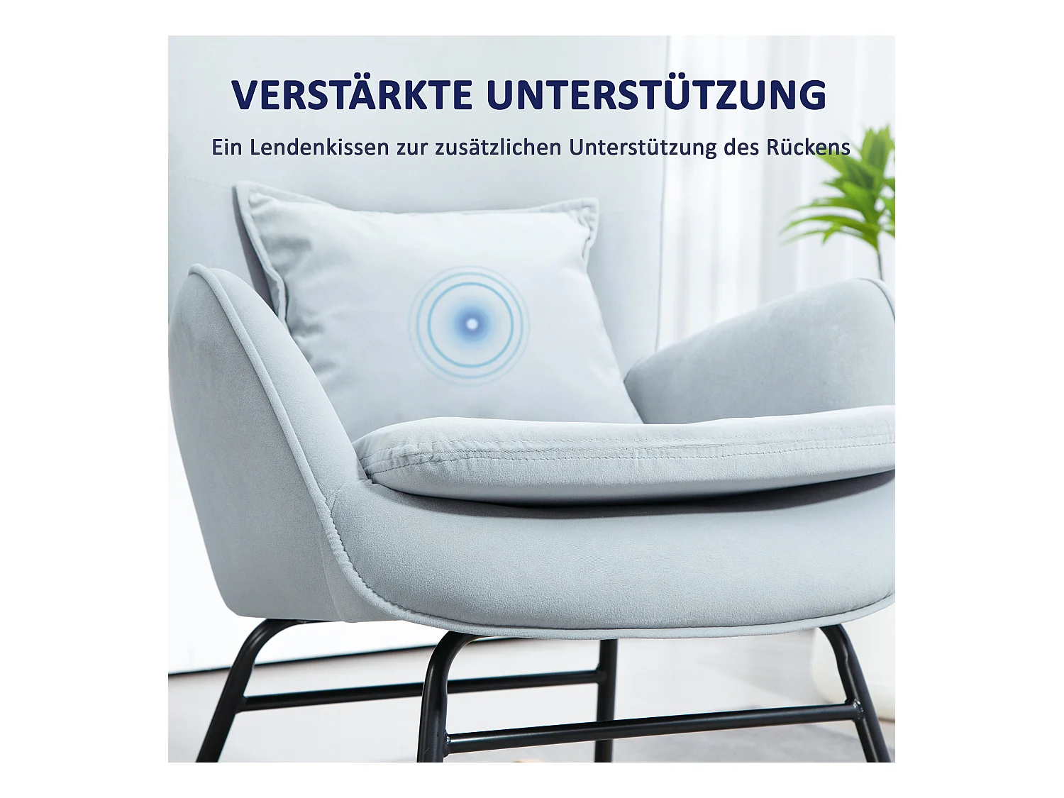 Fauteuil à bascule avec accoudoirs, fauteuil relax en velours, structure en bois, pour salon et chambre, gris (67x85x112 cm)