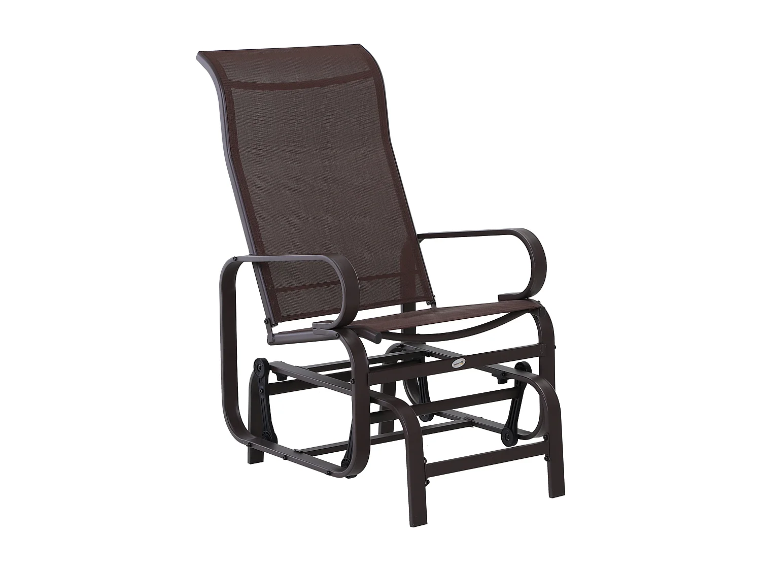 Schommelstoel met kussen, metaal, textiel, bruin (60x75x104 cm)