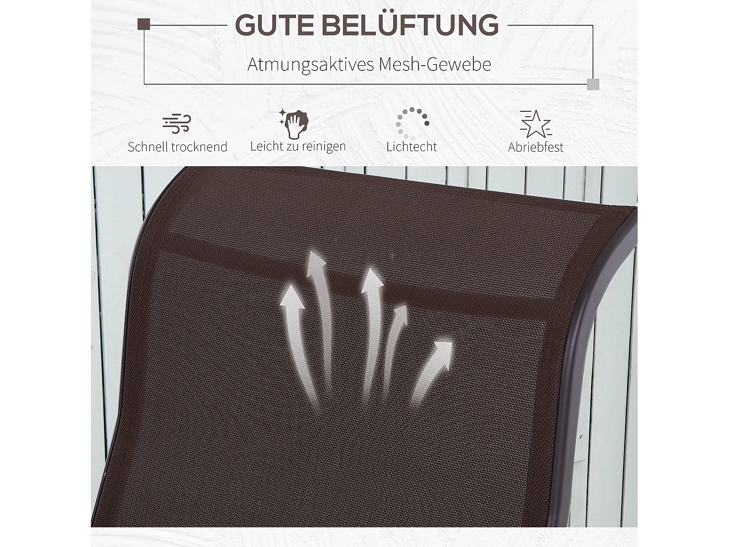 Schommelstoel met kussen, metaal, textiel, bruin (60x75x104 cm)