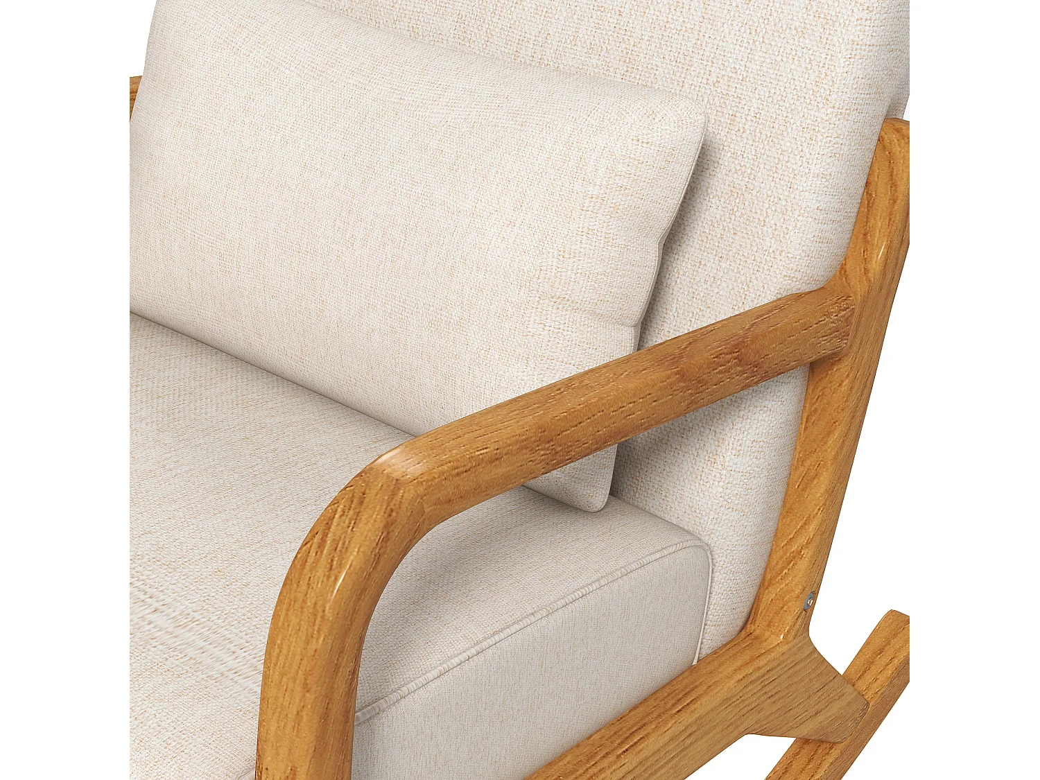 Fauteuil à bascule avec repose-pieds, design moderne, bois, beige (64.5x92x81.5 cm)