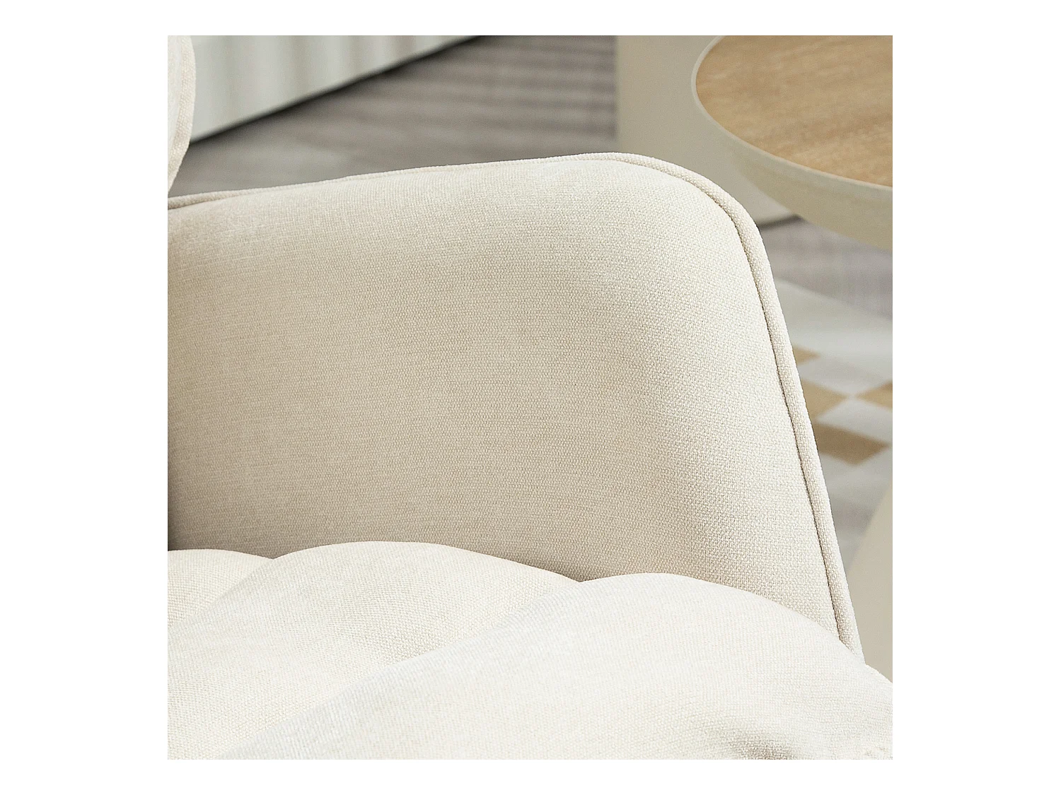 Fauteuil à bascule avec accoudoirs, tissu chenille beige, assise spacieuse et dossier ergonomique (71x98.5x97cm)