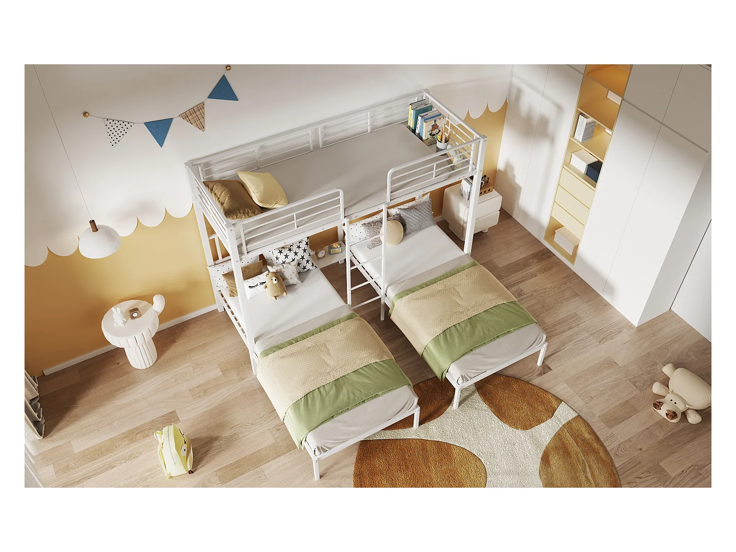 Fauteuil à bascule avec accoudoirs, tissu chenille beige, assise spacieuse et dossier ergonomique (71x98.5x97cm)