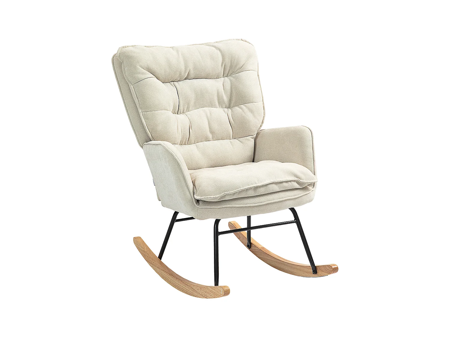 Fauteuil à bascule avec accoudoirs, tissu chenille beige, assise spacieuse et dossier ergonomique (71x98.5x97cm)