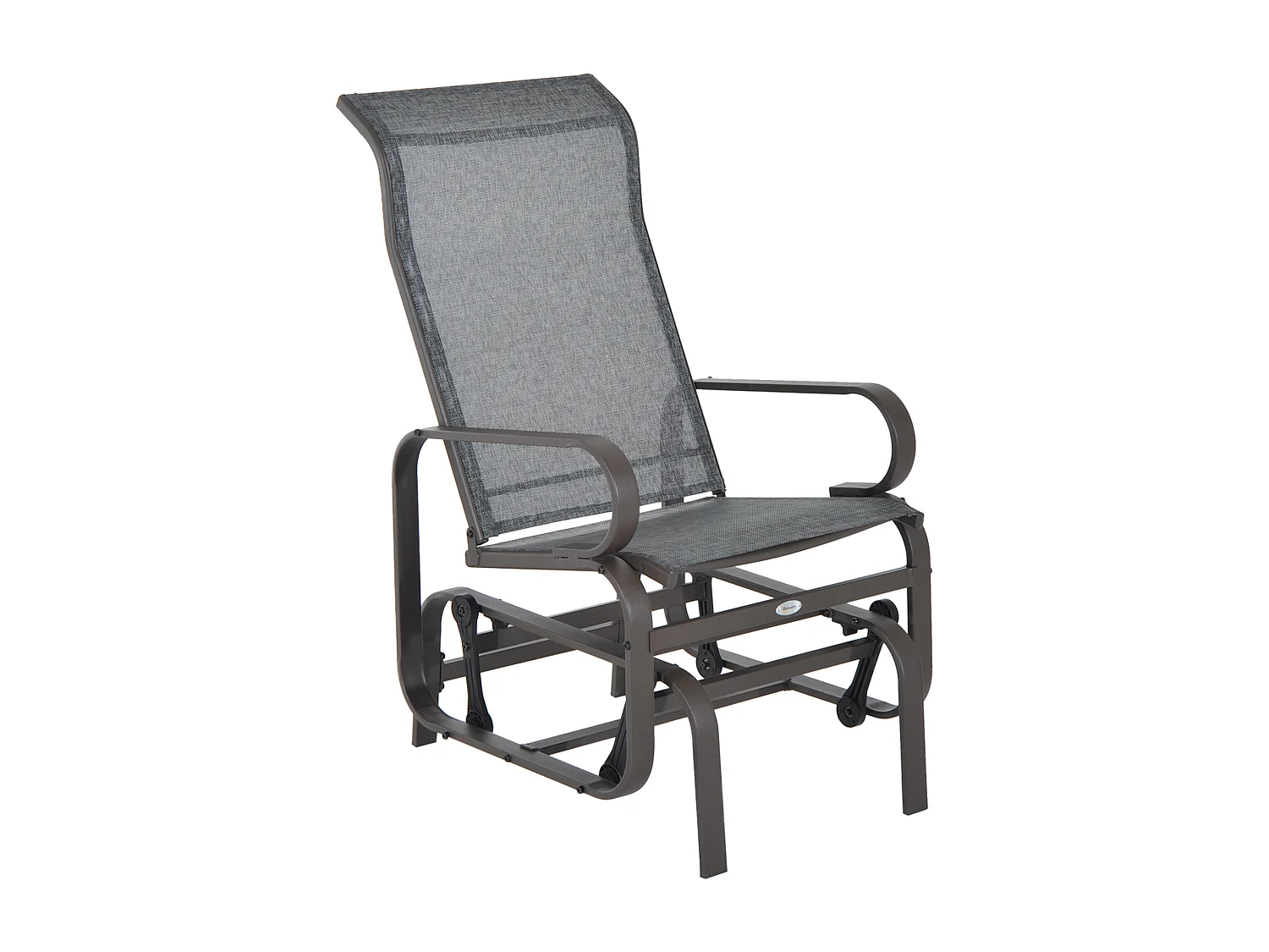 Schommelstoel voor in de tuin met textiel, metaal, lichtbruin (60x75x104 cm)