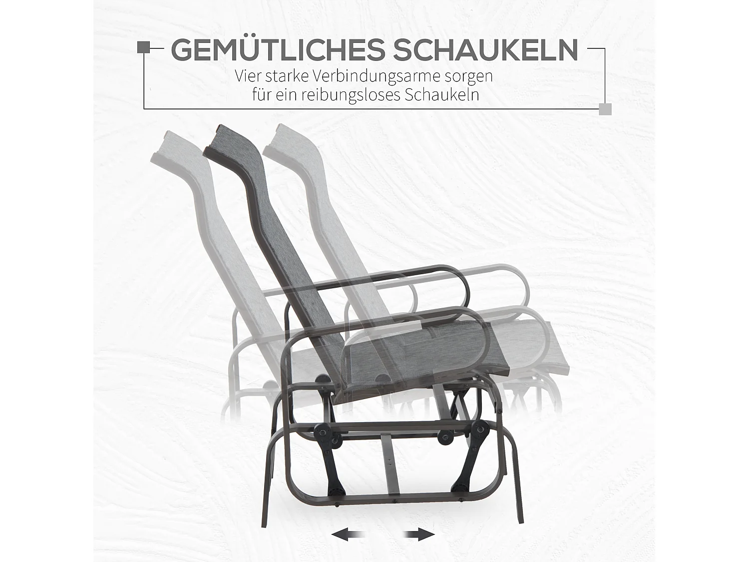 Schommelstoel voor in de tuin met textiel, metaal, lichtbruin (60x75x104 cm)