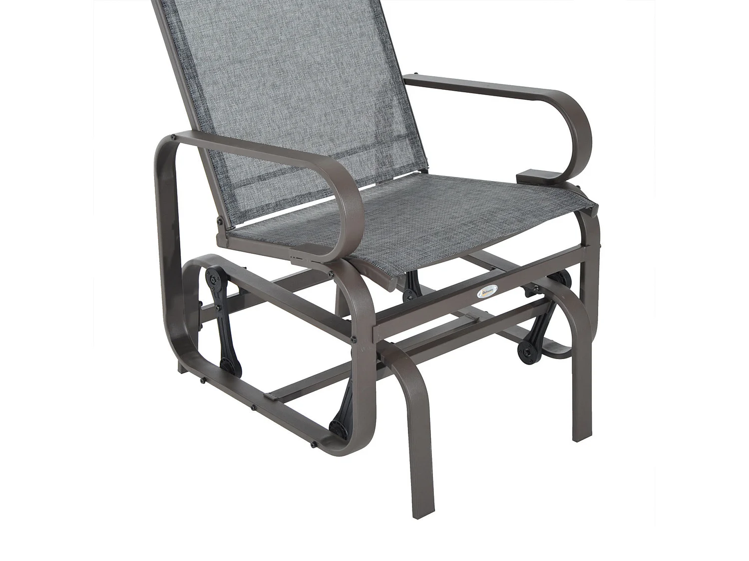 Schommelstoel voor in de tuin met textiel, metaal, lichtbruin (60x75x104 cm)