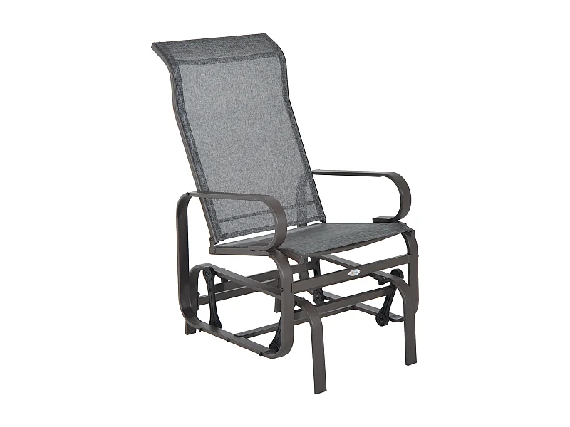 Schommelstoel voor in de tuin met textiel, metaal, lichtbruin (60x75x104 cm)