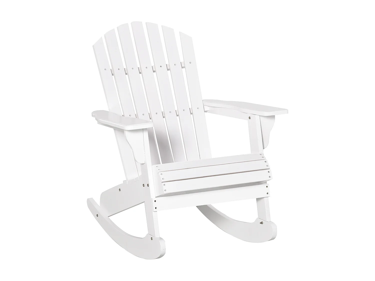 Fauteuil Adirondack, fauteuil à bascule, bois, blanc, idéal pour jardin et balcon (77x94x97 cm)