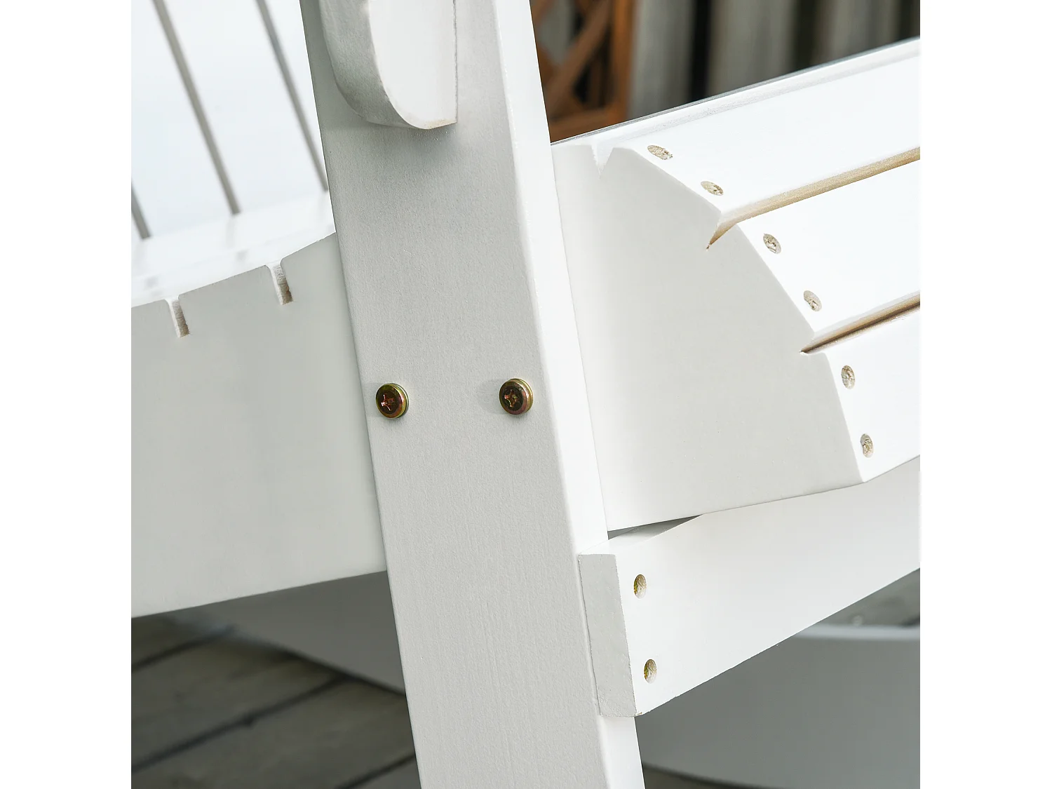 Fauteuil Adirondack, fauteuil à bascule, bois, blanc, idéal pour jardin et balcon (77x94x97 cm)