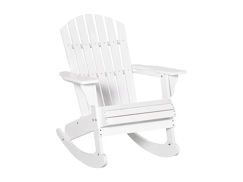 Fauteuil Adirondack, fauteuil à bascule, bois, blanc, idéal pour jardin et balcon (77x94x97 cm)