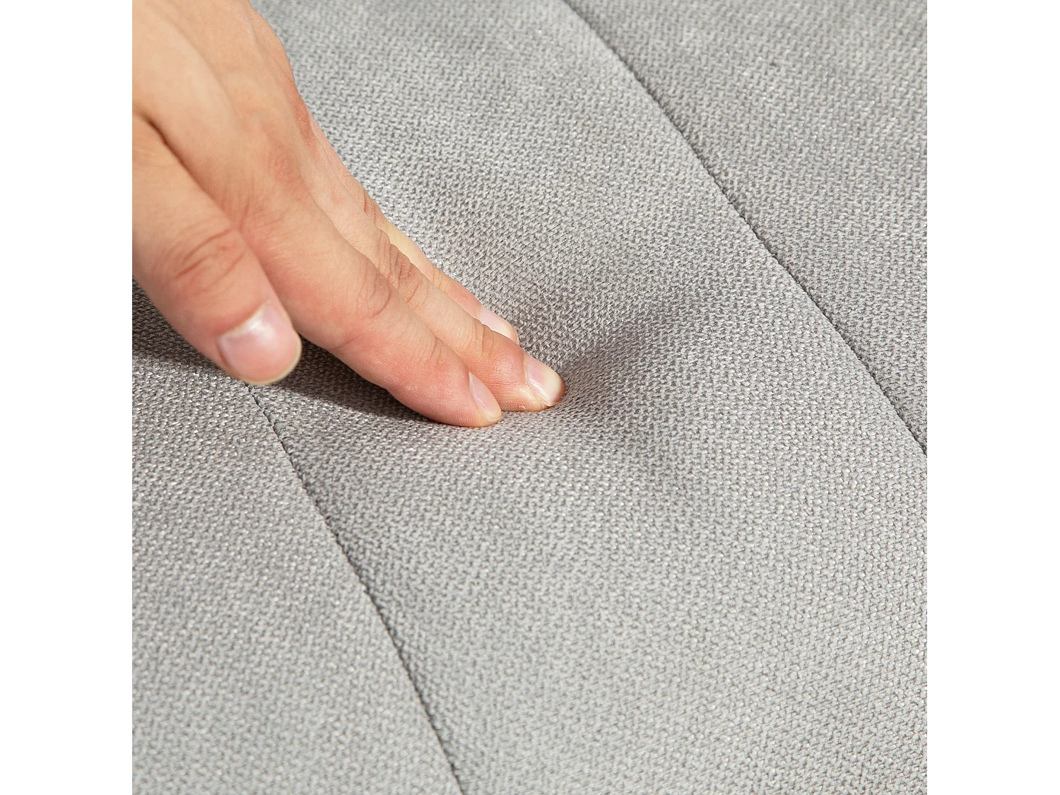 Fauteuil à bascule avec accoudoirs, tissu effet lin, cadre en bois, gris (90x65x98 cm)