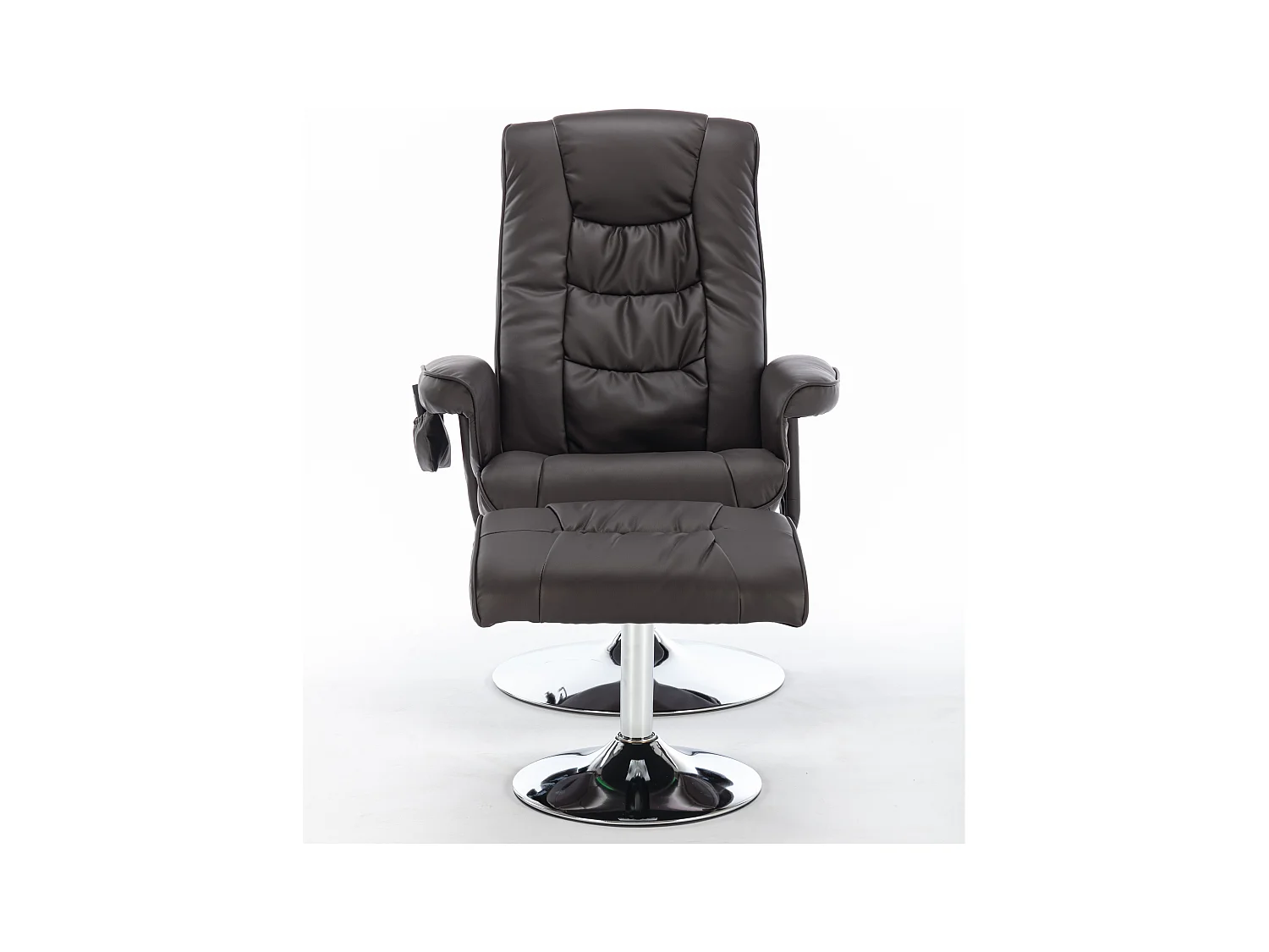 Fauteuil de massage avec PU, ottomane, 5 points de massage, base en bois incurvé, marron (79x79x106 cm)