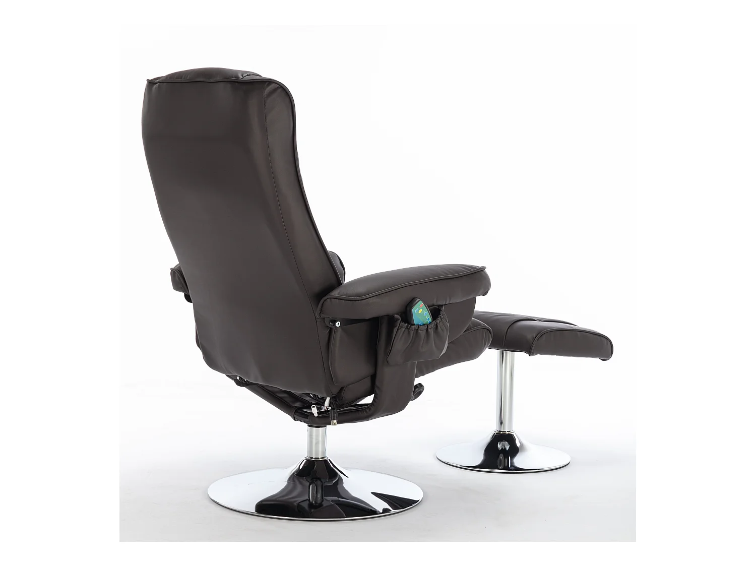 Fauteuil de massage avec PU, ottomane, 5 points de massage, base en bois incurvé, marron (79x79x106 cm)