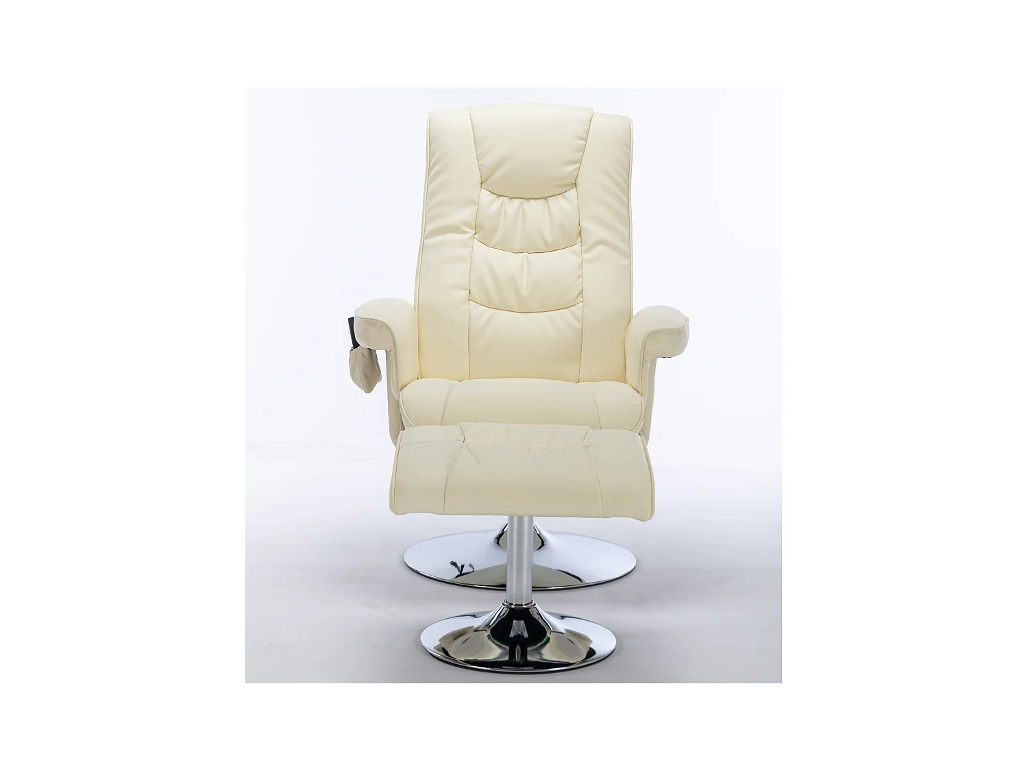 Fauteuil de massage avec ottomane, PU, beige, 5 points de massage, pivotant à 360° (79x79x106 cm)