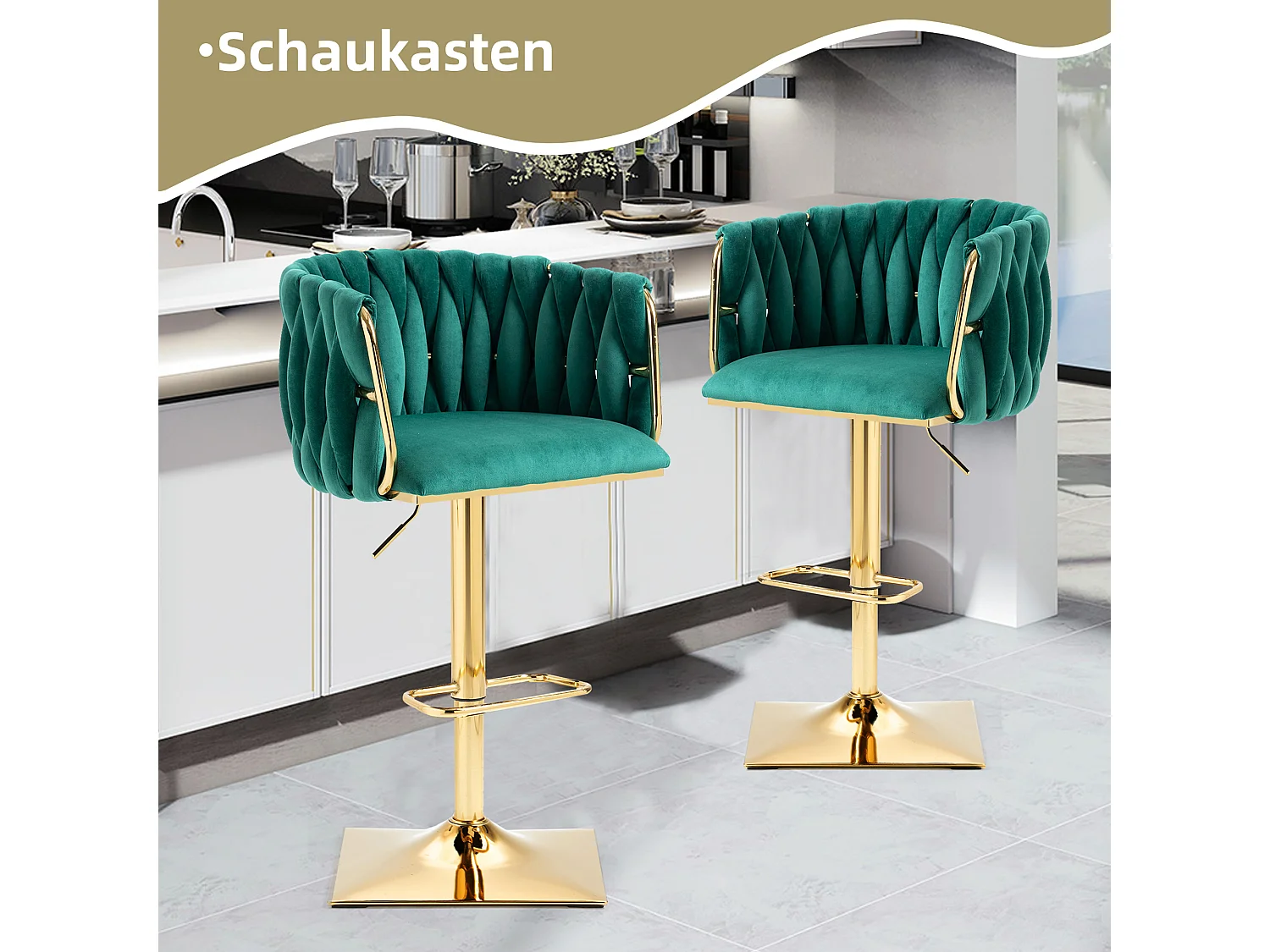 Tabouret de bar vintage avec dossier et repose-pieds, hauteur de comptoir, chaise de salle à manger pour îlot de cuisine (53x51x87-105 cm)