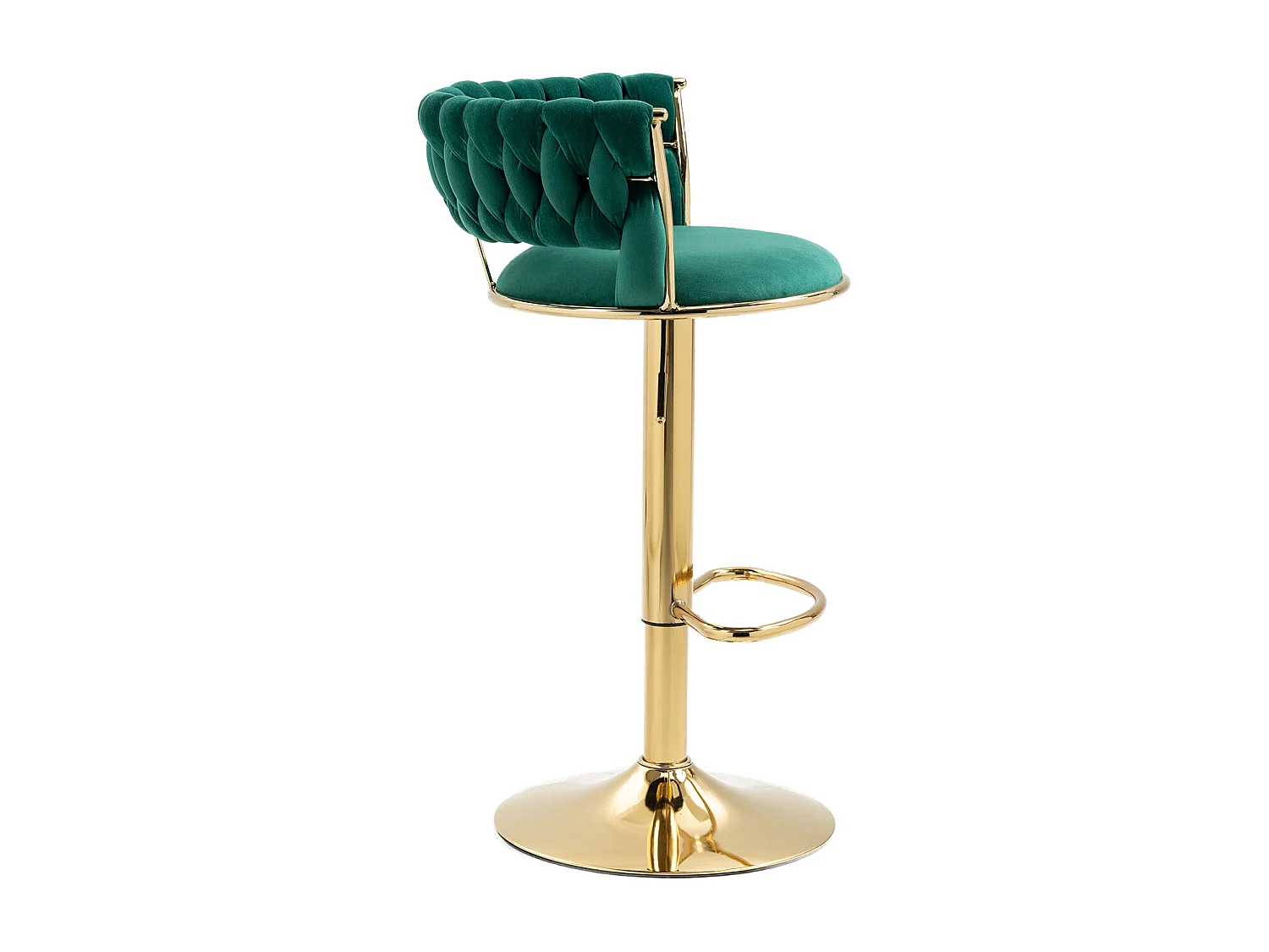 Tabouret de bar 360° pivotant, design moderne, velours, cadre doré, set de 2 pièces, hauteur réglable (54x48x78-97 cm)