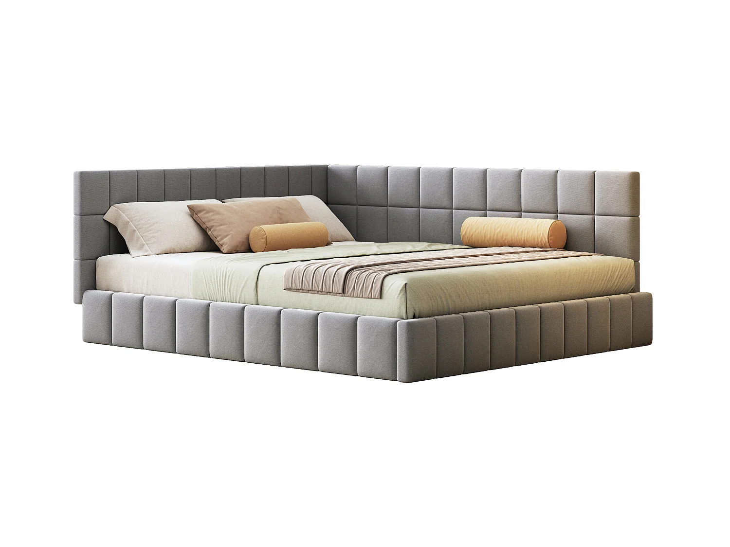 Canapé-lit multifonction 160\200 cm avec sommier à lattes en velours doux, gris