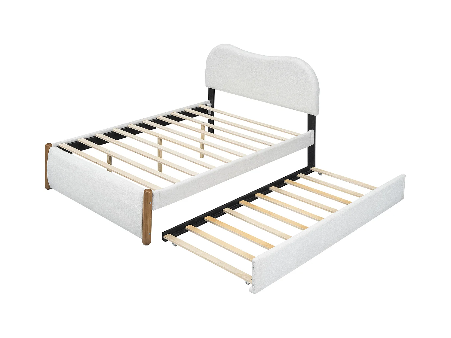 Lit plat, 140 x 200 cm, canapé-lit avec lit escamotable, design minimaliste, tissu peluche, blanc (212x152x115 cm)