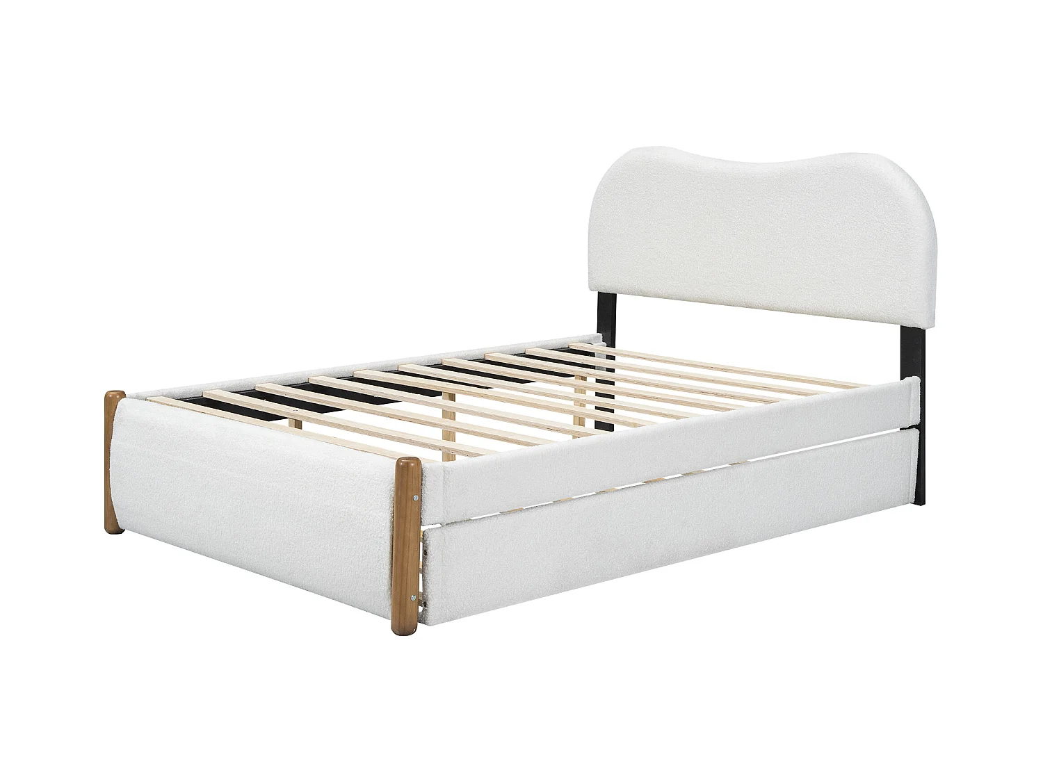 Lit plat, 140 x 200 cm, canapé-lit avec lit escamotable, design minimaliste, tissu peluche, blanc (212x152x115 cm)