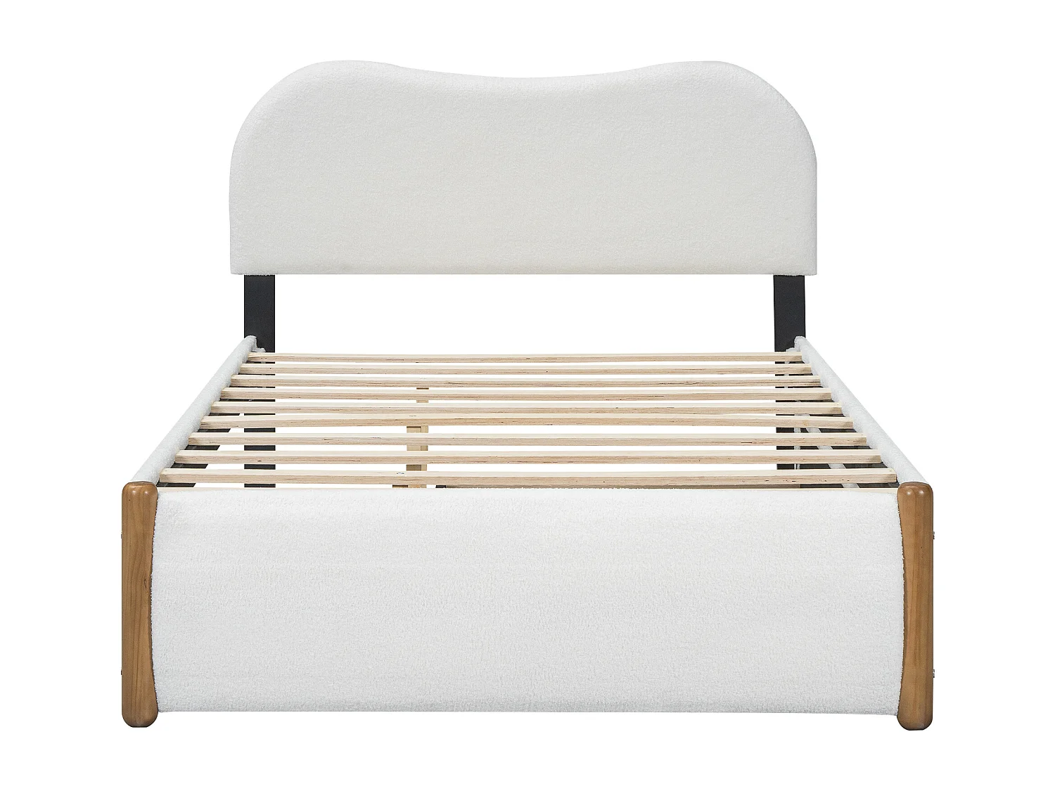 Lit plat, 140 x 200 cm, canapé-lit avec lit escamotable, design minimaliste, tissu peluche, blanc (212x152x115 cm)