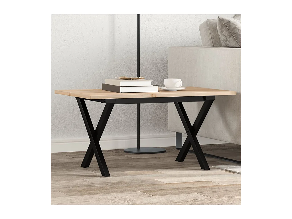 X-frame salontafel 80x50x40 cm massief grenenhout en staal