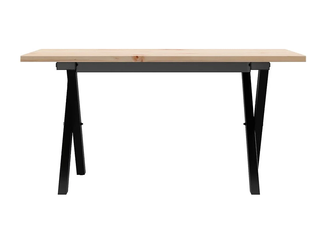 Mesa de centro con estructura en X 80x50x40 cm madera maciza de pino y acero